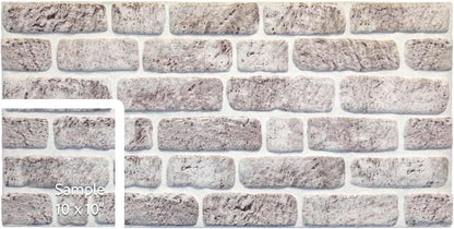 Dundee Deco 3D Wall Panels Faux Brick - Cladding White Grey Stone Look Wall Paneling, Styrofoam, Sample, Size 10 x 10 in.