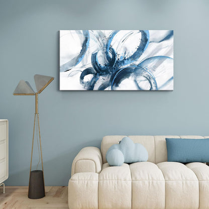 Blue Wall Art Large Pictures for Living Room Abstract Wall Decor Wall Decoration Print Pictures Canvas Framed Artwork Minimalist Paintings for Office Above Bed Wall Decor 24×48in
