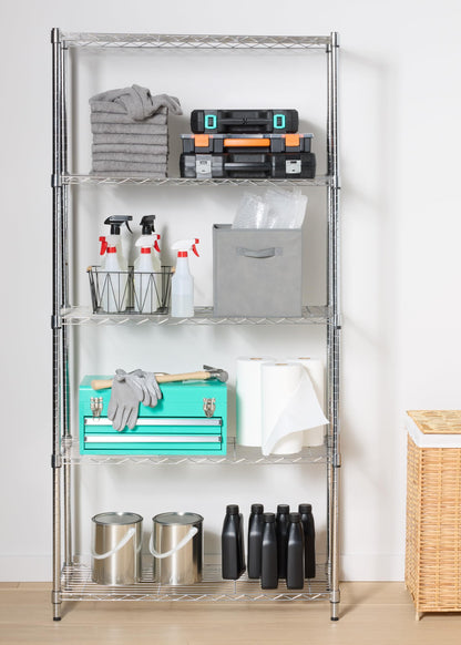 Amazon Basics 5-Shelf Adjustable Heavy Duty Steel Wire Rack, Space Saving Storage Shelving