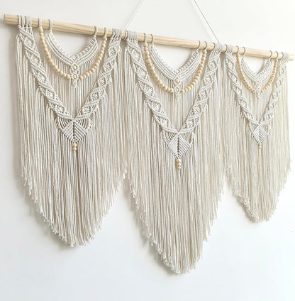 Achart Macrame Wall Hanging Large- Boho Wall Decor- large wall art- Wall Decor Living Room- Macrame Tapestry Boho Decor for Bedroom (Beige-V)