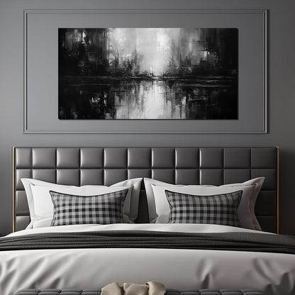 TYTAUPT Abstract Canvas Wall Art For Living Room Black and White Wall Art For Office Bedroom Wall Decor 24 x 48 Inch