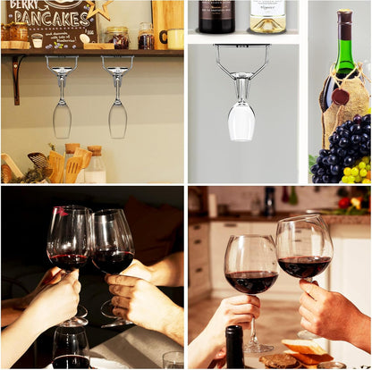 5 Pack Wine Glass Rack Stainless Steel Wine Glass Holder, 14inch Hanging Stemware Rack for Bar Kitchen Cabinet