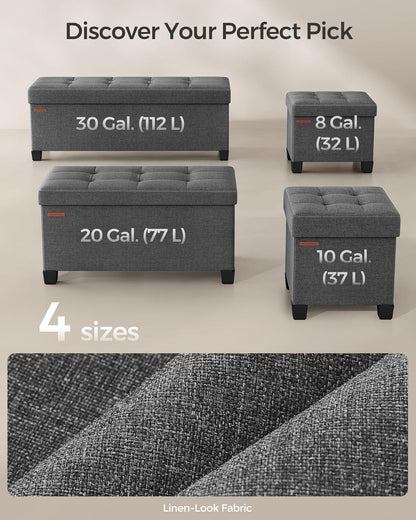 SONGMICS Storage Ottoman Bench, Foldable Foot Rest with Legs, 15 x 43 x 15.7 Inches, End of Bed Bench, Storage Chest, Load up to 660 lb, for Living Room, Bedroom, Entryway, Slate Gray ULSF018G01