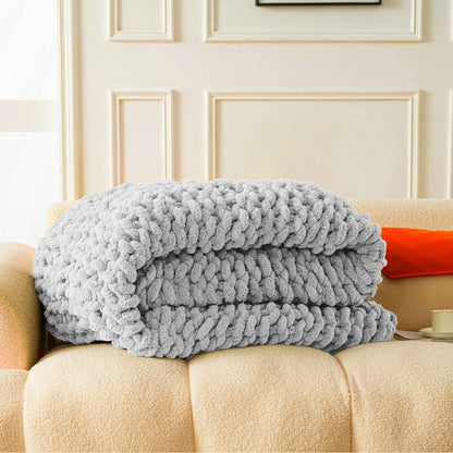 Ultra Soft Chunky Knit Blanket Throw -50x60 Hand Knitted Warm Chenille Throw Blanket, Home Decor Soft Thick Yarn Cable Knit Blanket Breathable Fleece Banket Christmas for Couch Bed Sofa Best GIF