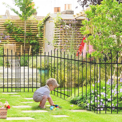 Metal Garden Fence 36 in H x 12 ft L, 6 Panels + 7 Stakes Border Dog Fence Panels Animal Barrier, No Dig Garden Fencing for Yard Patio Flower Bed Lawn Outdoor, Arch Black