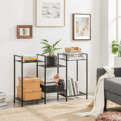 SONGMICS 3-Tier Storage Rack, Bathroom Shelf, Extendable Plant Stand with Adjustable Shelf, for