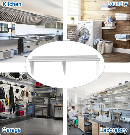 HARDURA Stainless Steel Shelf 14" x 72", 352lb Commercial Shelves Wall Mount Metal Shelving with Backsplash and Brackets for Kitchen, Restaurant, Laundry Room and Home
