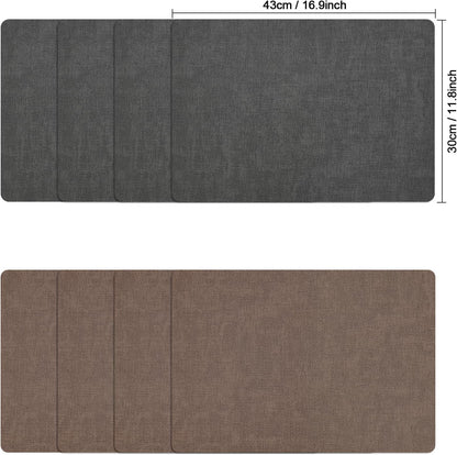 Myir JUN Placemats Dual Sided, Faux Leather Place Mats Set of 6 Indoor Placemat for Dining Table Outdoor Place Mat Square Non-Slip Washable Table Mats (Gray Brown, Set of 6)
