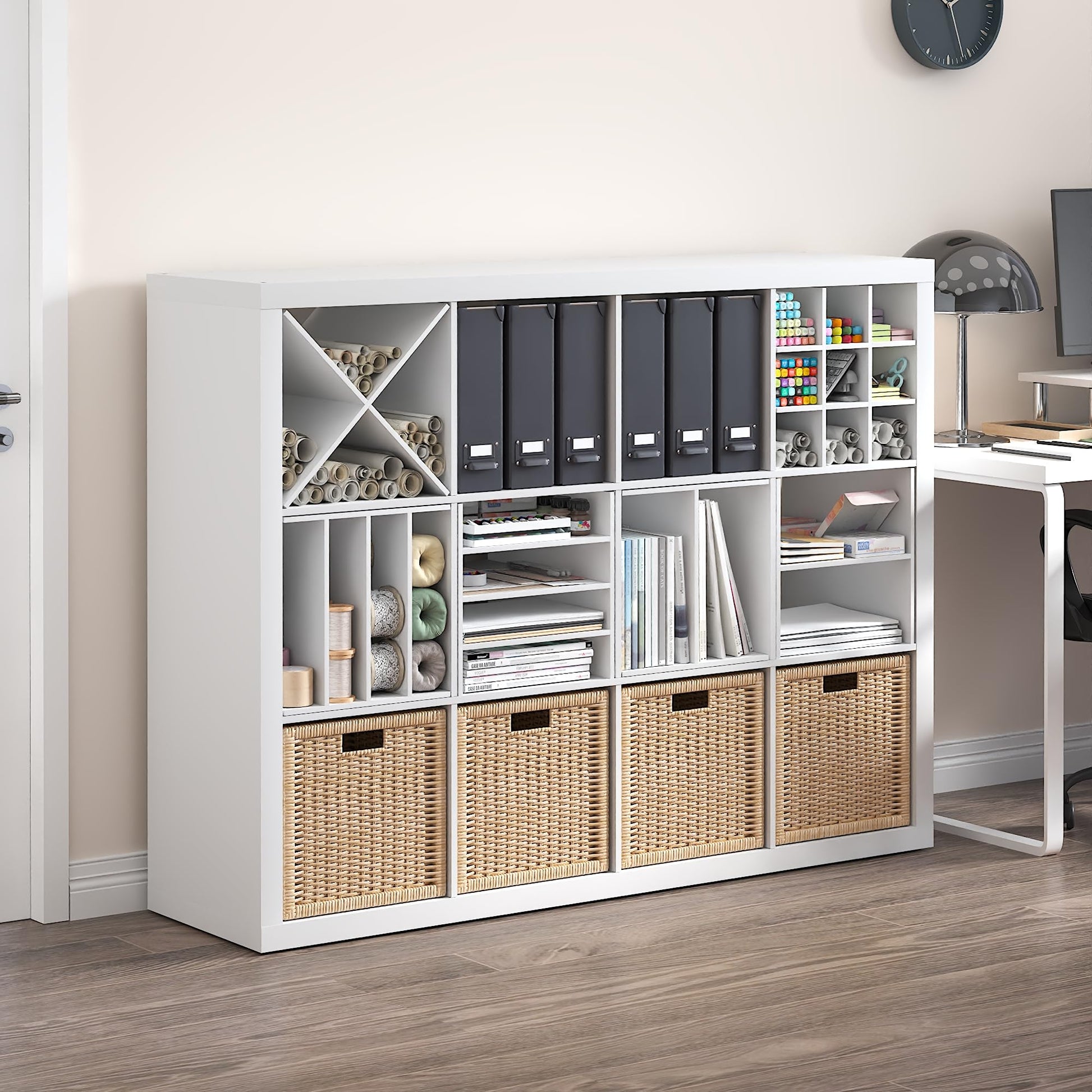 Furinno Cubicle H-Shelf Cube Insert, 2-Tier Cube Organizer, White