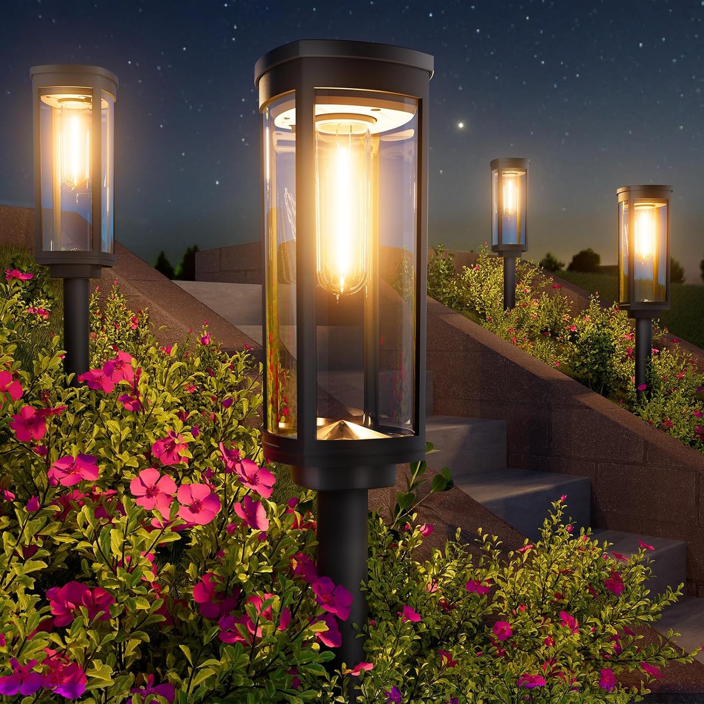 Bright Solar Lights Outdoor 6 Pack, Solar Pathway Lights Waterproof IP65, Auto On/Off Walkway Landscape Lighting, Long Lasting Outdoor Light for Walkway Landscape Path Yard Lawn Patio Decor