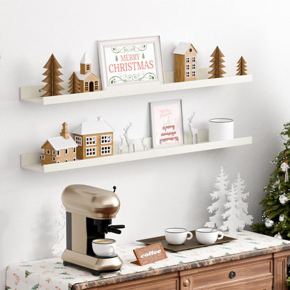 upsimples Floating Shelves for Wall, Wall Shelves for Decor Storage Set of 6, Wall Mounted Wood Shelf for Bedroom, Living Room, Bathroom, Kitchen, 35.5 inch Long Picture Ledge Shelf, White
