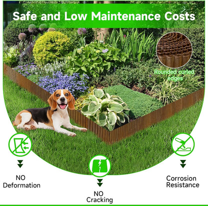 Corrugated Garden Edging,6"×20Ft Pre-Rusted Landscape Edging & Lawn Edging Border,Metal Garden Border for Flower Beds,Garden,Lawn,Raised Beds & Tree Surrounds