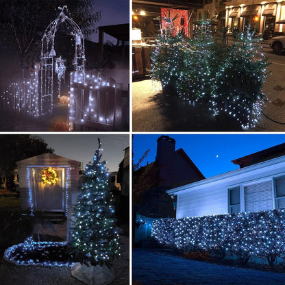 SANJICHA Extra-Long Solar String Lights Outdoor, 2-Pack Solar Powered Fairy Lights Waterproof, Silver Wire 8 Modes Solar Twinkle Light for Tree Garden Party Xmas Wedding Decor(Cool White)