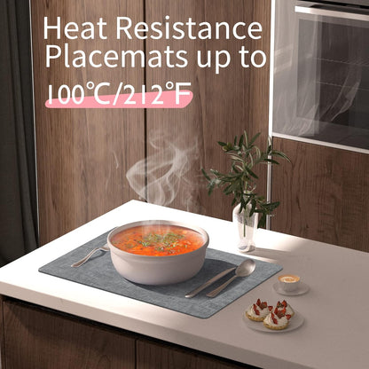 Maxpearl Faux Leather Placemats Set of 4 - Waterproof - Wipe Clean - Heat Resistant - Anti Slip Dining Table Place Mats, Suitable for Indoor & Outdoor Use, 17’’×12’’, Grey