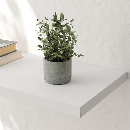 Wall Shelf Set of 2, White Floating Shelves 24 in W x 10 in D x 1 in H, Wooden Floating Wall Shelf with Invisible Brackets for Living Room/Bedroom/Bathroom/Kitchen Storage and Decor