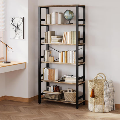 IRONCK Bookshelf, 31.5in Wide Shelf 6 Tier Bookcase, 110lbs/shelf Vintage Industrial Style Bookshelves for Bedroom, Living Room and Home Office, Industrial Brown