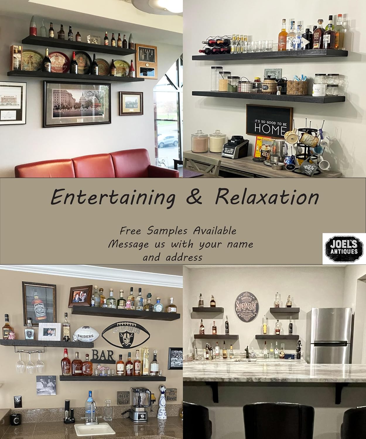 joelsantiques - 60 Inch Wooden Floating Shelves for Wall - 60x12x2 in - Made of Natural Wood - Long Heavy Duty Rustic Wall Shelves for Bedroom - Perfect for Living Room, Kitchen - Medium Brown