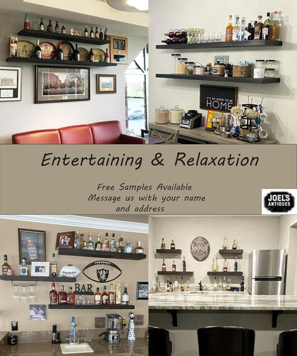 joelsantiques - 60 Inch Wooden Floating Shelves for Wall - 60x12x2 in - Made of Natural Wood - Long Heavy Duty Rustic Wall Shelves for Bedroom - Perfect for Living Room, Kitchen - Medium Brown