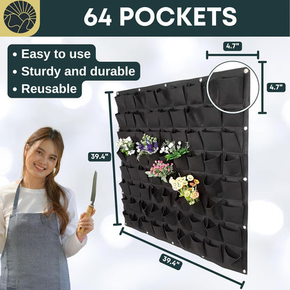 Vertical Wall Planter 64 Pockets Living Wall Garden