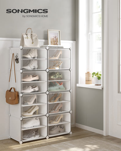 SONGMICS Shoe Rack Organizer, 8-Tier Shoe Storage Cabinet for Closet and Entryway, Holds 32 Pairs