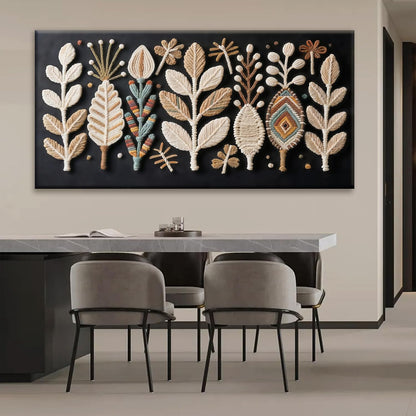 Tsomzxng Large Boho Black Wall Art For Living Room Chic Home Wall Art Modern Multicolor Leaves Feather Canvas Wall Art Decor Picture For Bedroom Apartment Kitchen Home Wall Decor 29" W X 58" L