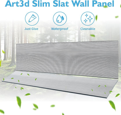 Art3d 4-Pack Glue-On Fine Bar Wainscoting Panel for Interior Wall Decor - 104 x 12 Inch Polystyrene Ultralight Slim Slat Wall Panels for Living Room Bedroom, Poplar