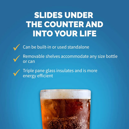 Newair 24" Wine and Beverage Refrigerator 20 Bottle and 70 Can Capacity, Built-in or Freestanding Cooler, Dual Zone Fridge in Stainless Steel with Splitshelf