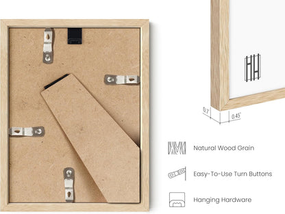 HAUS AND HUES 6x8 Natural Oak Wooden Picture Frame - Set of 25 6x8 Poster Frame - Premium Oak, Vertical Hang, Shatterproof Plexiglass - Ideal for Home, Room, Office (6x8-inch, Natural, Set of 25)