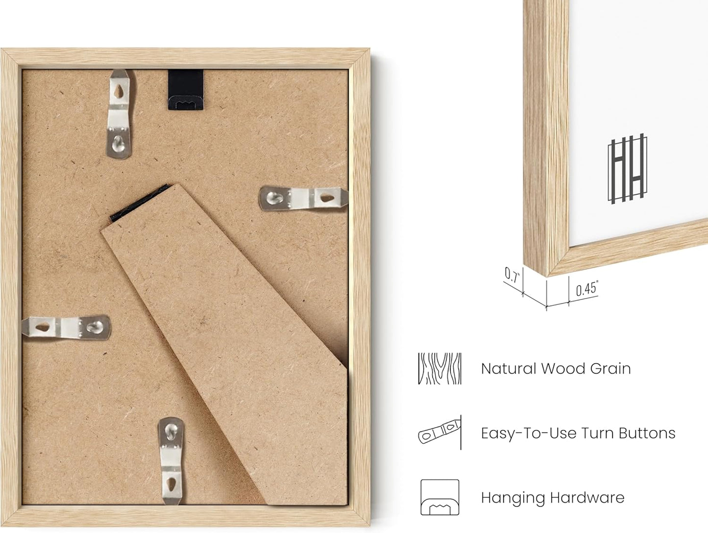 HAUS AND HUES 6x8 Natural Oak Wooden Picture Frame - Set of 4 6x8 Poster Frame - Premium Oak, Vertical Hang, Shatterproof Plexiglass - Ideal for Home, Room, Office (6x8-inch, Natural, Set of 4)