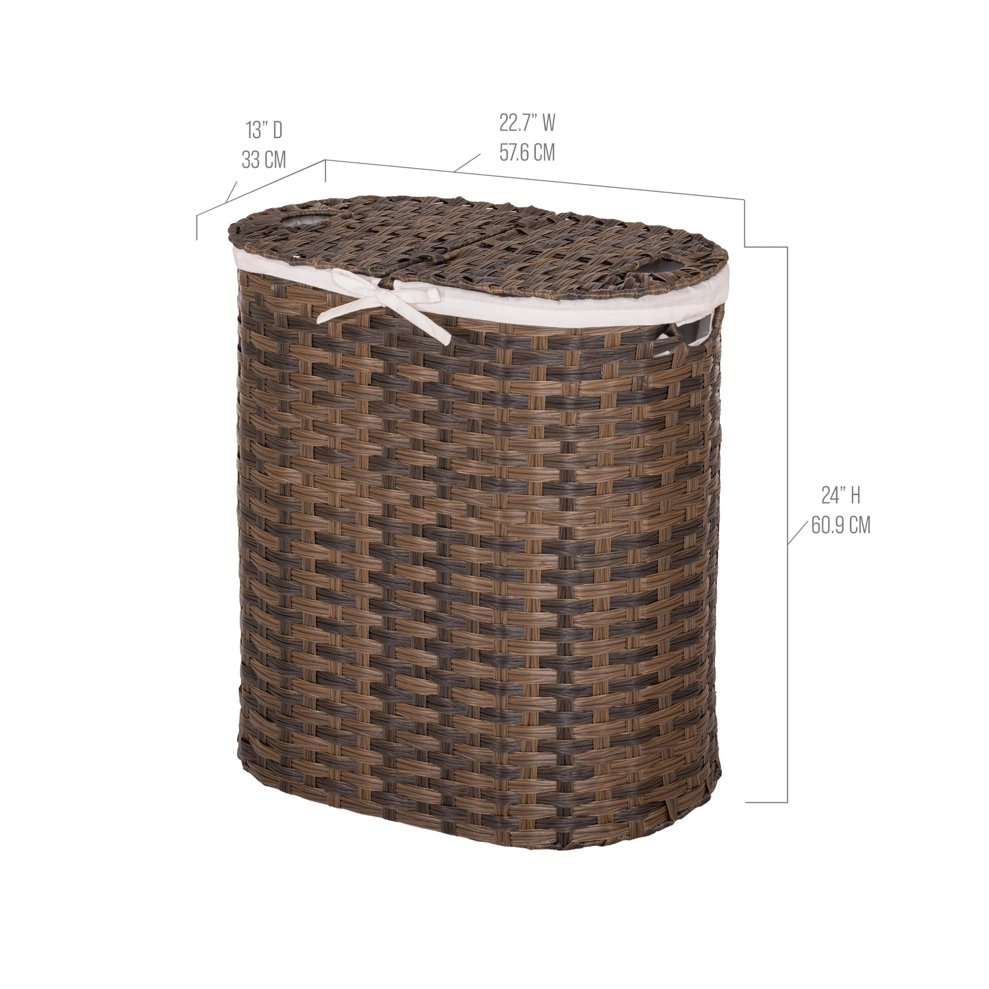 Seville Classics Premium Handwoven Portable Laundry Bin Basket with Carrying Handles, Household
