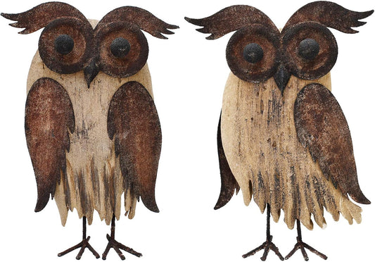 Rustic Owl Figurines Decor Animal Statue for Home - Wooden Stand Owl Sculptures Decorations for Living Room Bedroom - Shelf Decoration Decorative Tabletop Collection (Owl Family)