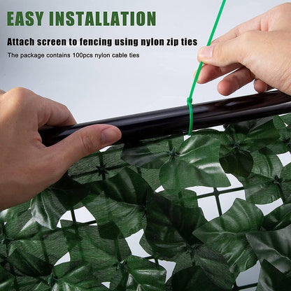 Faux Ivy Privacy Fence Screen Outdoor Expandable Artificial Greenery Roll Fake Hedge Wall Patio Green Plastic Leaf Plant Vine Grass Panels Gate Covering Garden Yard Balcony (158.0 X 60.0 in)
