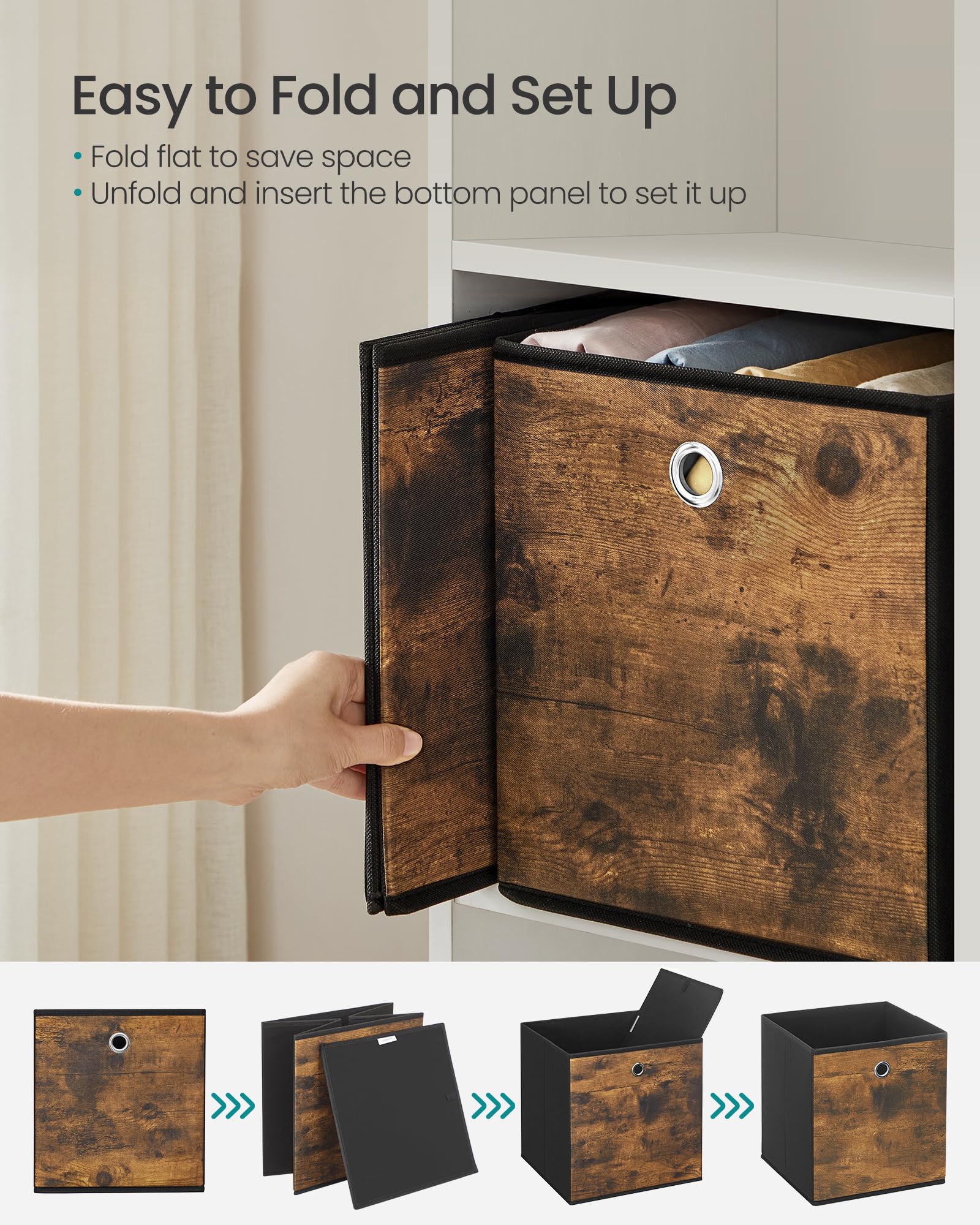 SONGMICS Storage Cubes, Set of 8, 13-Inch Foldable Closet Organizers