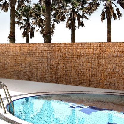 ZNCMRR Reed Fencing Rolls Natural Bamboo Fence 5.5 Feet High Privacy Screen Curtains Fence for Balcony Patio Garden Backyard Shades Outdoor 5.5FT X 16.4FT （Brown）