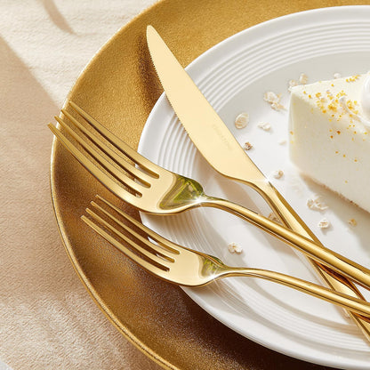 KINGSTONE Silverware Set, 60-Piece Flatware Set Cutlery Set Premium 18/10 Stainless Steel, Tableware Include Forks Knives Spoons for Home Kitchen Restaurant Wedding, Dishwasher Safe,Gold