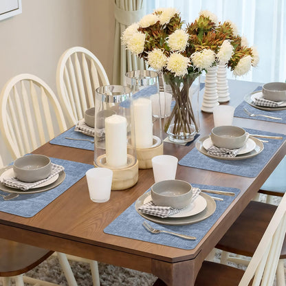 Maxpearl Faux Leather Placemats Set of 4, Waterproof - Wipe Clean - Heat Resistant - Anti Slip Dining Table Place Mats, Suitable for Indoor & Outdoor Use, 17’’×12’’, Blue