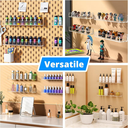 NIUBEE Wall Mounted Spice Rack Organizer,3 Pack Clear Acrylic Spice Shelf Storage Holder,Hanging Seasoning Rack Organizer for Wall Kitchen Pantry Cabinet Door