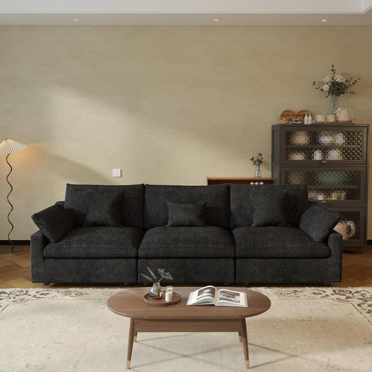 JACH Sectional Couches for Living Room, 3 Seater Cloud Sectional Couch with Deep Seat, Down Filled