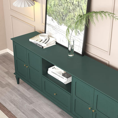 ARTPOWER 67'' Mid-Century Modern TV Stand with Storage Drawer and Doors, Long TV Stand with Adjustable Shelves for 75 Inch TV for Living Room, Bedroom, Green