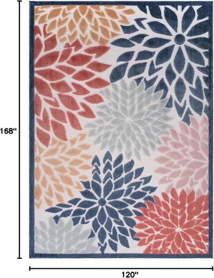Beverly Rug Outdoor Rug 10x14 Large Modern Floral Tropical Area Rugs for Indoor and Outdoor Patio Easy to Clean Non Shedding Living Room Porch Garden Washable Outside Carpet (10 x 14 Multicolor)