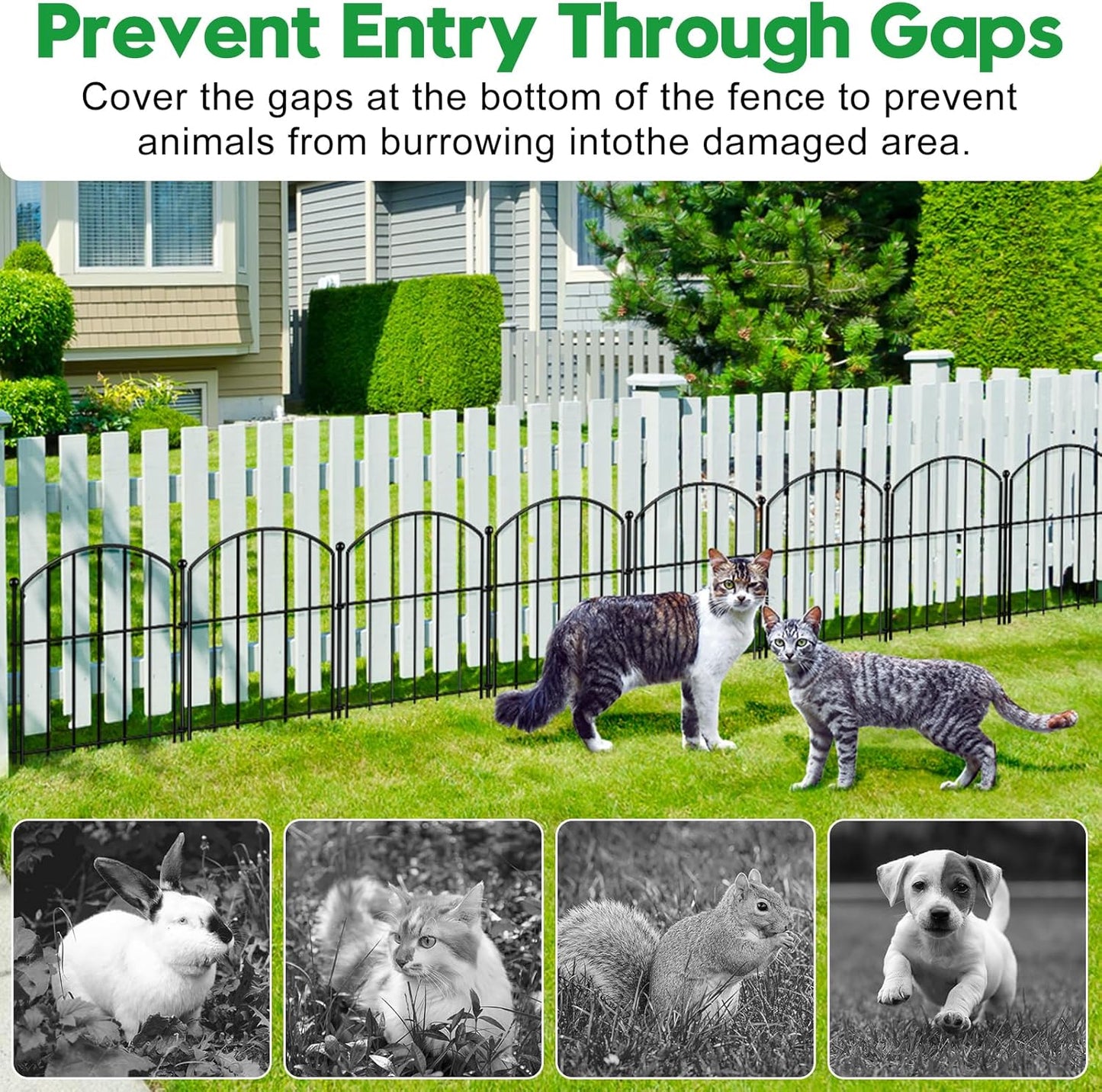 Decorative Garden Fence 17in (H) x10ft (L), Arched Rustproof Metal No Dig Fence for Dogs & Rabbit, Ornamental Animal Barrier for Flower Beds, Border Panels Fencing for Yard & Patio Outdoor Decor