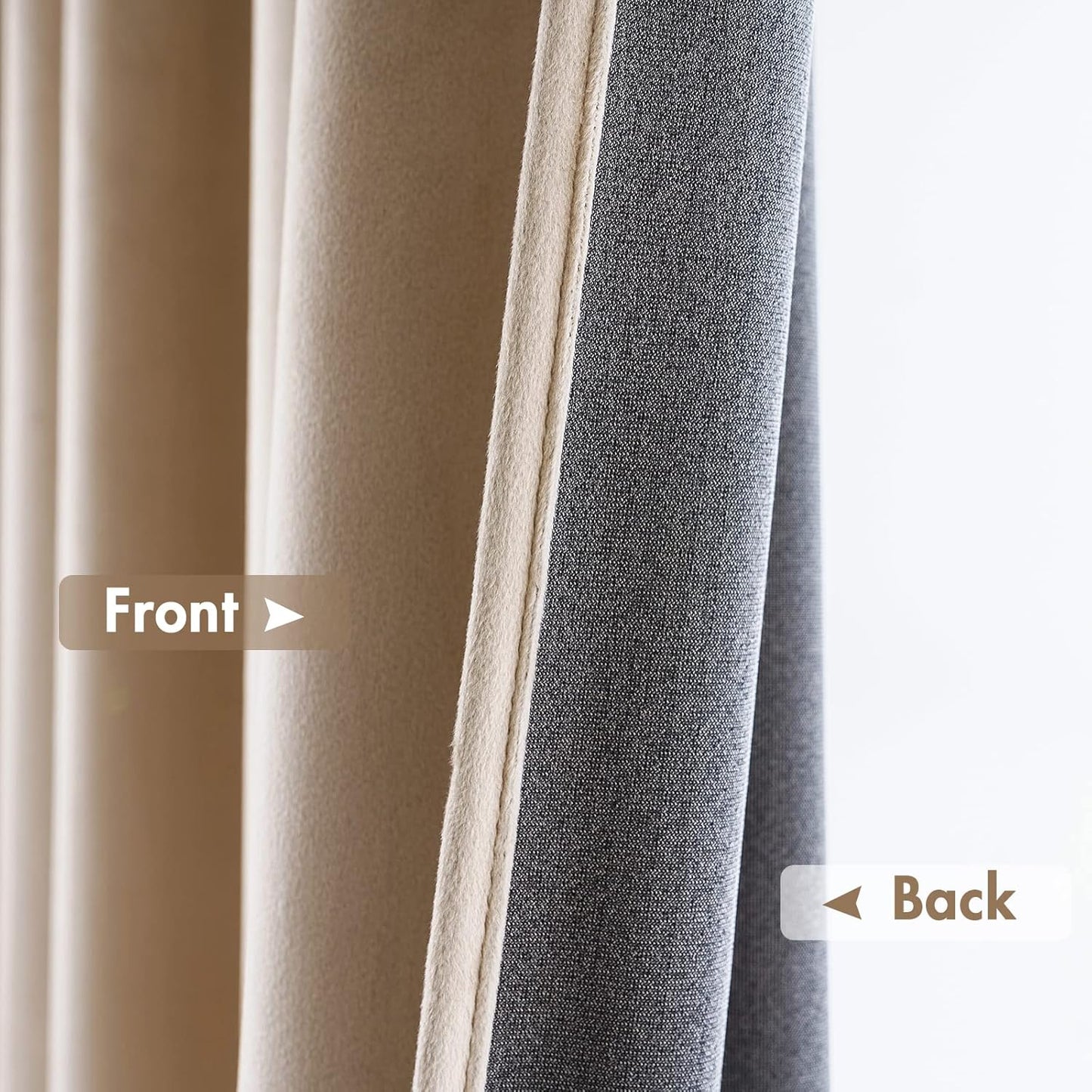 MIULEE Camel Beige Velvet Curtains Thermal Insulated Blackout Curtain Drapes for Bedroom Living Room Darkening 108 Inches Long Curtains Panels Rod Pocket Set of 2