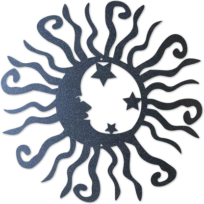 Riverside Designs Wacky Solar Moon Metal Wall Art Steel Outdoor Decor | Heavy-Duty and Waterproof | Made in USA (Black, 24L x 24W)