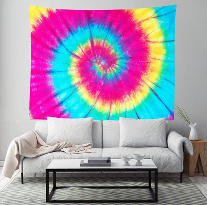 BELECO Tie Dye Tapestry Fabric Wall Hanging 70x47 Inch Groovy Sign Rainbow Tapestry Backdrop Colorful Spiral Tie Dye Party Decorations Tie Dye Art Tapestries for Bedroom Living Room Dorm Decor