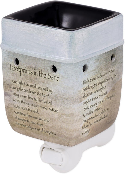 Elanze Designs Footprints in The Sand Ceramic Stoneware Electric Plug-in Outlet Wax and Oil Warmer