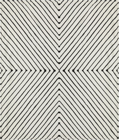 Lahome Boho Fleece Throw Blanket Black White Striped Fluffy Bed Throws Soft Cozy Warm Fuzzy Throw Blanket Reversible Blankets for Couch Sofa, Off White 50''x60''