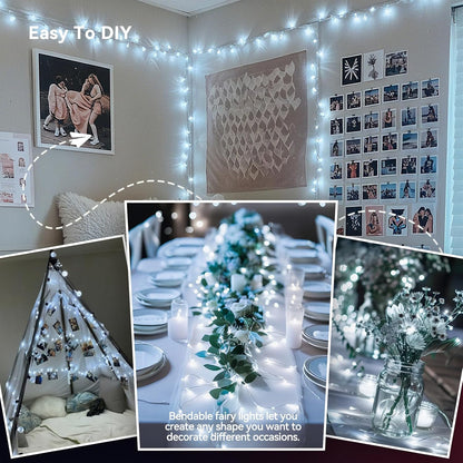 4 Pack 60LED Christmas Fairy Lights Battery Operated - 20FT Twinkle Lights with 2 Lighting Modes Indoor Outdoor, Waterproof Led Fairy String Lights for Bedroom, Classroom, Dorm, DIY Decor, Cool White