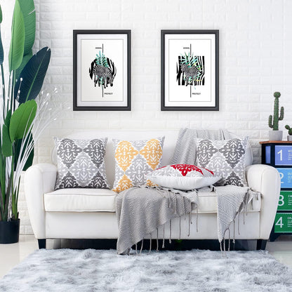 HWY 50 Orange Fall Decorative Throw Pillow Covers 18x18 Inch (1 Piece), Embroidered Cotton Farmhouse Cushion Cover Pillow Case for Sofa Couch Living Room Bed Bedroon, Floral Geometric