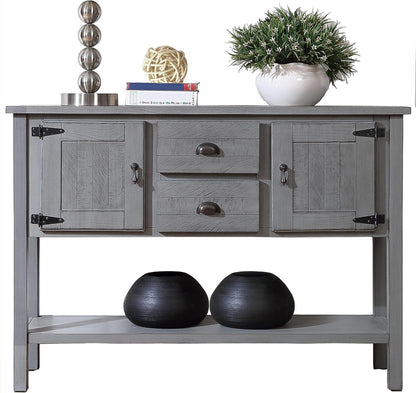 Solid Wood Farmhouse Console Table Sofa Table with Storage Drawers and Shelves for Storage Entry Hallway Foyer Sofa Side Table(48" Gray)
