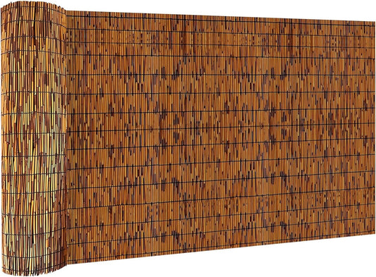 Bamboo Reed Fencing, Light Russet Bamboo Screens Outdoor for Patio, Decorative Balcony Privacy Screen Reed Fence Rolls Curtains for Garden Backyard, 3 x 6.6 FT